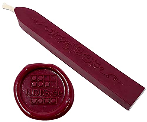 UDIG Siegelwachs Stange mit Docht Bordeauxviolett, Siegel mittelalterlich erstellen mit Rußresten weinrot von UDIG