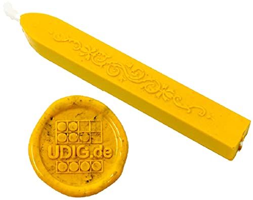 UDIG Siegelwachs Stange mit Docht Gelb, Briefsiegel Siegel mittelalterlich erstellen Dochtwachs von UDIG