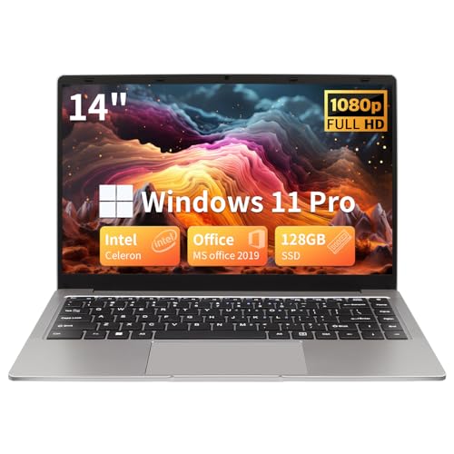 UDKED 14 Zoll Laptop, 8 GB RAM SSD Windows 11 Ultrabook, 1920 x 1080 Pixel, Celeron N4100 (bis zu 2,4 GHz), 2xUSB 3.0,Quad-Core-Computer(Englisches System) (Grau/8G+128GB SSD) von UDKED