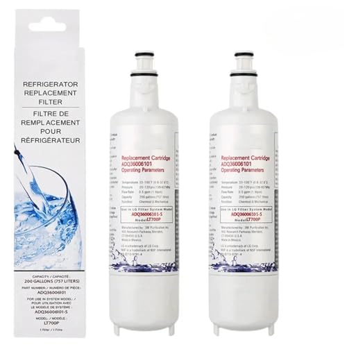 Kühlschrank-Wasserfilter-Ersatzfilter, Kompatibel For LG, LT700P, Kompatibel Mit ADQ36006101 LFX28968ST LFXS30766S 9690 469690, Kühlschrankzubehör(2pcs) von UDXVUXCX