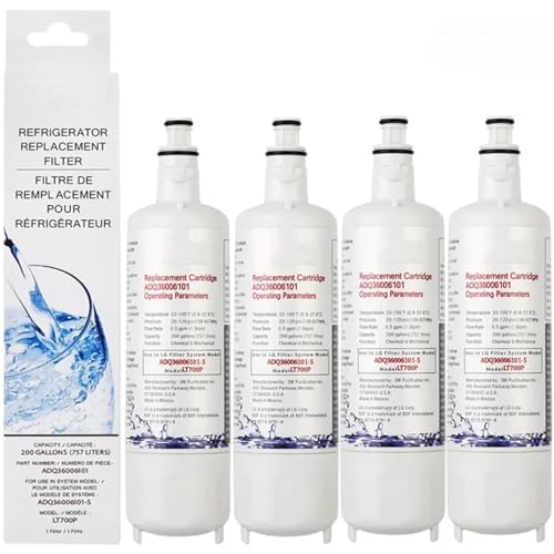 Kühlschrank-Wasserfilter-Ersatzfilter, Kompatibel For LG, LT700P, Kompatibel Mit ADQ36006101 LFX28968ST LFXS30766S 9690 469690, Kühlschrankzubehör(4pcs) von UDXVUXCX