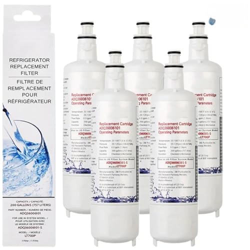 Kühlschrank-Wasserfilter-Ersatzfilter, Kompatibel For LG, LT700P, Kompatibel Mit ADQ36006101 LFX28968ST LFXS30766S 9690 469690, Kühlschrankzubehör(5pcs) von UDXVUXCX