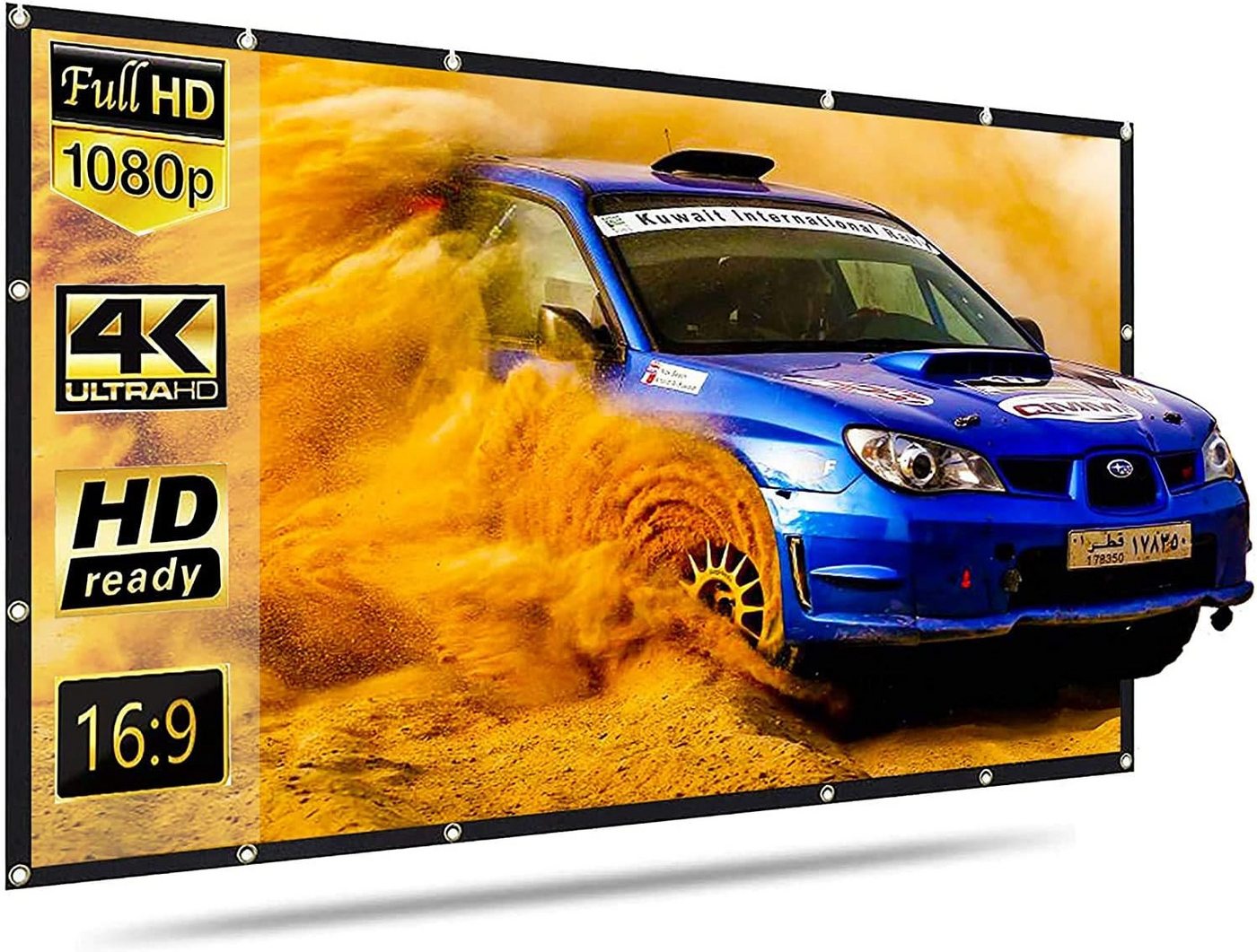 UE Stock 120 Zoll Tragbare Projektor Leinwand Filmleinwand Faltbar HD 16:9 Faltrahmenleinwand (kompakt, platzsparend) von UE Stock