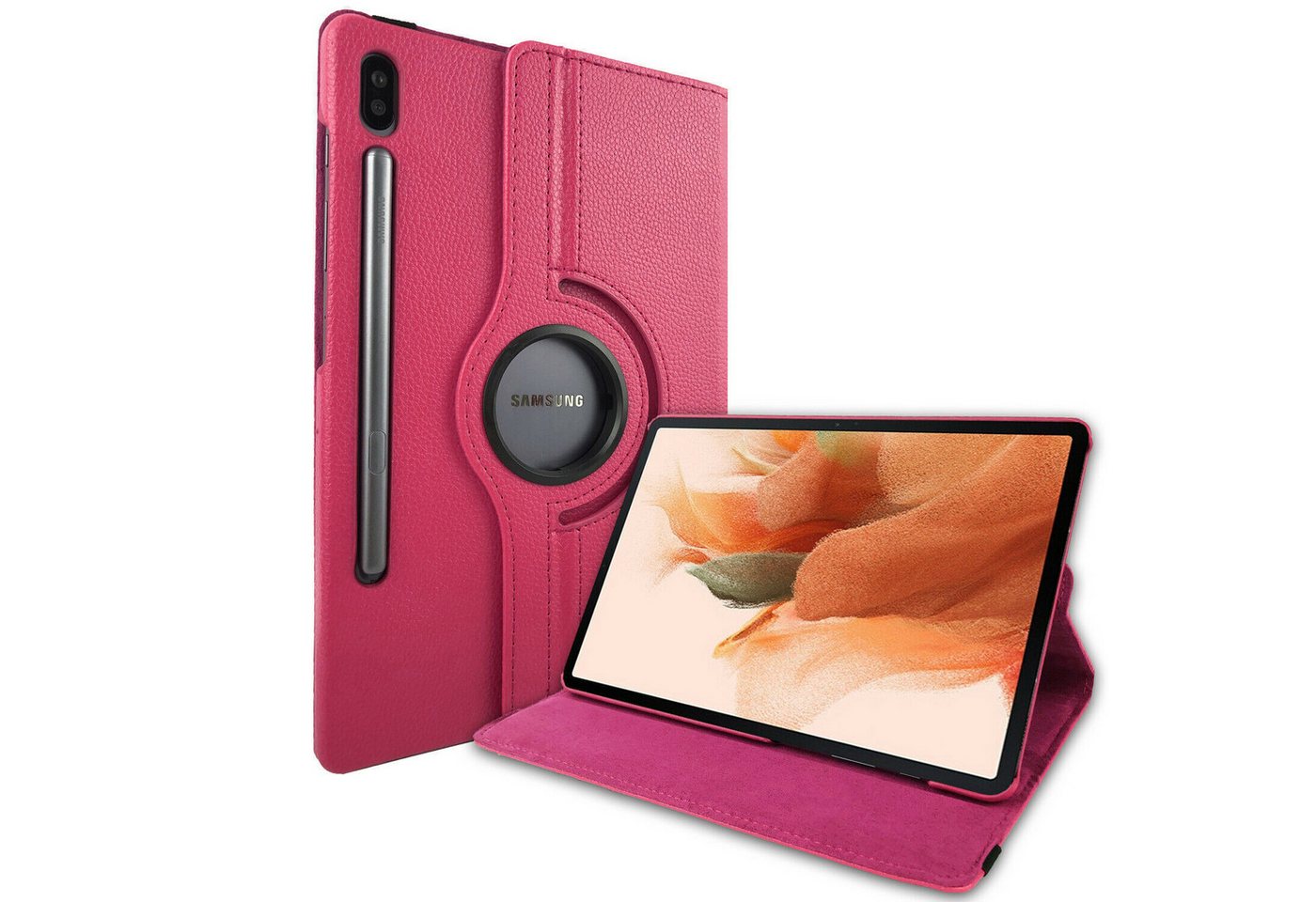 UE Stock Tablet-Hülle Schutzhülle mit Stifthalter für Samsung Galaxy Tab T970/976 Pink, 360° Drehbar von UE Stock