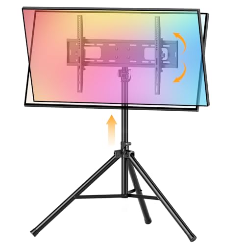 UEAKPIC Tragbarer Stativ-TV-Ständer für 63 bis 165 cm (70 Zoll) Fernseher mit ± 15° Neigung, 5 Säulen-Höhe, doppelte Sicherheitsnadeln, hoher TV-Ständer, maximale Traglast 50 kg, für Schlafzimmer von UEAKPIC