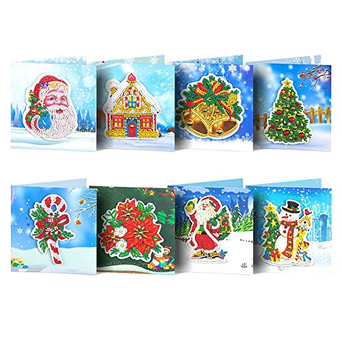 8Pcs DIY 5D Diamant Painting Malerei Grußkarte Teil Bohrer Weihnachten Geburtstag Halloween Karten Diamant Stickerei-Kits (03) von UEB