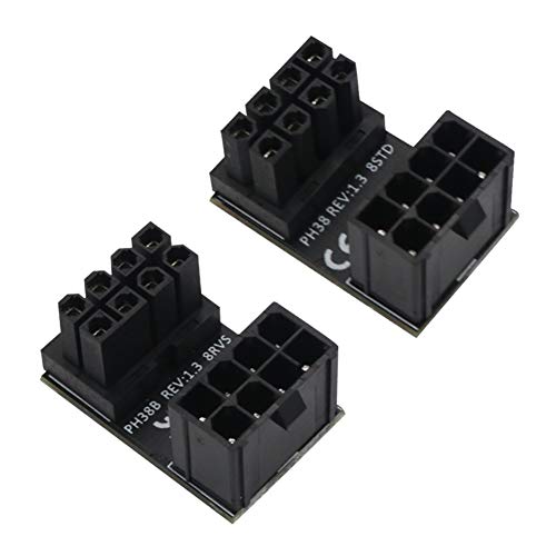 UEB 2Pcs 180 Grad Winkelanschluss für Desktops Grafikkarte GPU ATX 8 Pin Adapter 8Pin STD RVS Netzteil Adapter von UEB