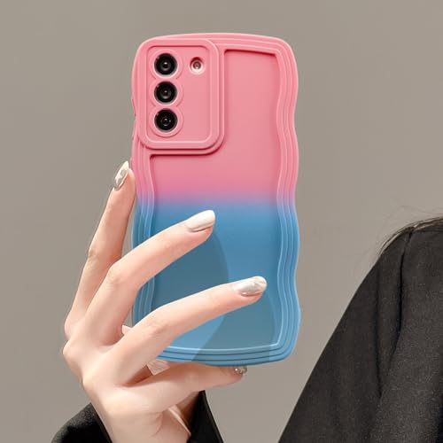 UEEBAI Farbverlauf Hülle Kompatibel mit Samsung Galaxy S21 5G Hülle, Wellen Rahmenform Handyhülle Ultra Dünne Silikon Weich TPU Stoßfeste Schutzhülle Anti-Kratzen Bumper Case Cover, Rosa Blau UEEBAI Farbverlauf Hülle Kompatibel mit Samsung Galaxy S21 5G Hülle, Wellen Rahmenform Handyhülle Ultra Dünne Silikon Weich TPU Stoßfeste Schutzhülle Anti-Kratzen Bumper Case Cover, Rosa Blau von UEEBAI