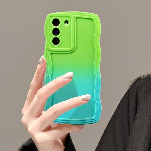 UEEBAI Farbverlauf Hülle Kompatibel mit Samsung Galaxy S22 5G Hülle, Wellen Rahmenform Handyhülle Ultra Dünne Silikon Weich TPU Stoßfeste Schutzhülle Anti-Kratzen Bumper Case Cover, Grün Blau UEEBAI Farbverlauf Hülle Kompatibel mit Samsung Galaxy S22 5G Hülle, Wellen Rahmenform Handyhülle Ultra Dünne Silikon Weich TPU Stoßfeste Schutzhülle Anti-Kratzen Bumper Case Cover, Grün Blau von UEEBAI
