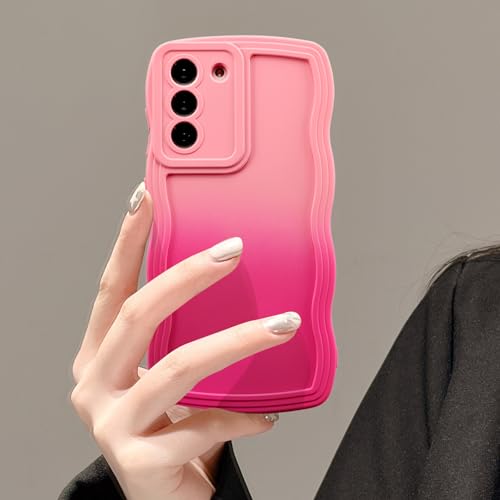 UEEBAI Farbverlauf Hülle Kompatibel mit Samsung Galaxy S22 5G Hülle, Wellen Rahmenform Handyhülle Ultra Dünne Silikon Weich TPU Stoßfeste Schutzhülle Anti-Kratzen Bumper Case Cover - Rosa#1 von UEEBAI