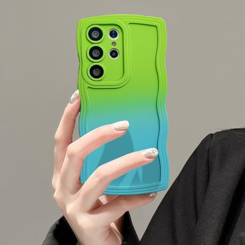 UEEBAI Farbverlauf Hülle Kompatibel mit Samsung Galaxy S23 Ultra 5G Hülle, Wellen Rahmenform Handyhülle Ultra Dünne Silikon Weich TPU Stoßfeste Schutzhülle Anti-Kratzen Bumper Case Cover, Grün Blau UEEBAI Farbverlauf Hülle Kompatibel mit Samsung Galaxy S23 Ultra 5G Hülle, Wellen Rahmenform Handyhülle Ultra Dünne Silikon Weich TPU Stoßfeste Schutzhülle Anti-Kratzen Bumper Case Cover, Grün Blau von UEEBAI