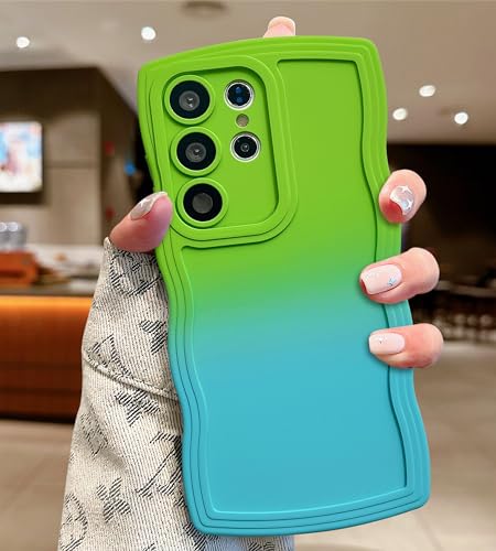 UEEBAI Farbverlauf Hülle Kompatibel mit Samsung Galaxy S24 Ultra 5G Hülle, Wellen Rahmenform Handyhülle Ultra Dünne Silikon Weich TPU Stoßfeste Schutzhülle Anti-Kratzen Bumper Case Cover, Grün Blau UEEBAI Farbverlauf Hülle Kompatibel mit Samsung Galaxy S24 Ultra 5G Hülle, Wellen Rahmenform Handyhülle Ultra Dünne Silikon Weich TPU Stoßfeste Schutzhülle Anti-Kratzen Bumper Case Cover, Grün Blau von UEEBAI