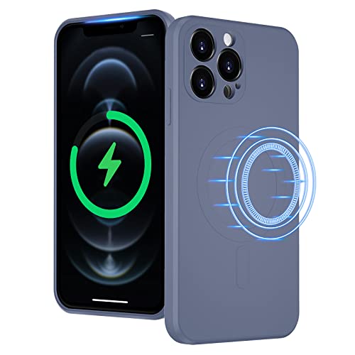 UEEBAI Flüssigsilikon Handyhülle zum kabellosen Aufladen für iPhone 13 Pro Max 6.7 inch, Integrierte Magnete Kompatibel mit MagSafing Faster Charging Slim Fit Weiche Mikrofaserhülle - Blau Grau UEEBAI Flüssigsilikon Handyhülle zum kabellosen Aufladen für iPhone 13 Pro Max 6.7 inch, Integrierte Magnete Kompatibel mit MagSafing Faster Charging Slim Fit Weiche Mikrofaserhülle - Blau Grau von UEEBAI