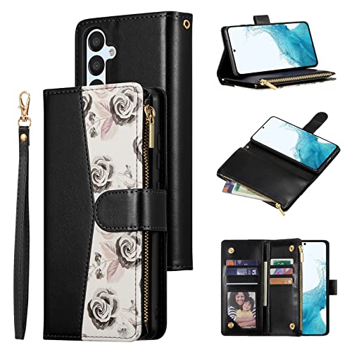 UEEBAI Handyhülle für Samsung Galaxy A14 5G, Retro Reißverschluss Hülle PU Leder Weich TPU Klapphülle Magnetverschluss Kartenfach Standfunktion Geldbörse mit Trageband Schutzhülle - Schwarz UEEBAI Handyhülle für Samsung Galaxy A14 5G, Retro Reißverschluss Hülle PU Leder Weich TPU Klapphülle Magnetverschluss Kartenfach Standfunktion Geldbörse mit Trageband Schutzhülle - Schwarz von UEEBAI