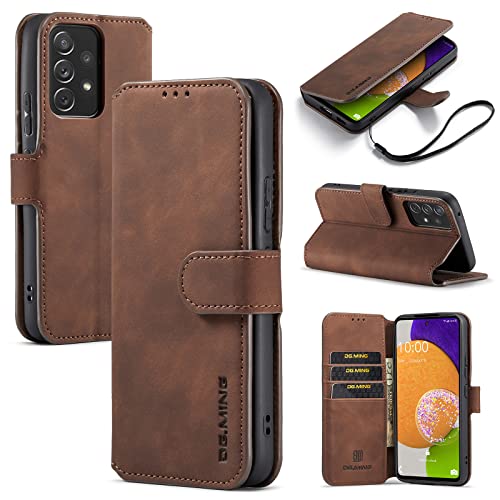 UEEBAI Handyhülle für Samsung Galaxy A53 5G, Hülle Retro Premium PU Leder Weiche Klapphülle Magnetverschluss Wallet Kartenfach Standfunktion Flip Case Trageband Schutzhülle - Kaffee von UEEBAI