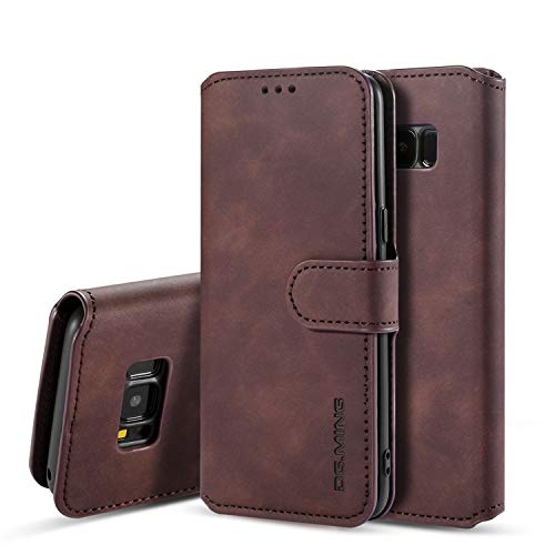 UEEBAI Handyhülle für Samsung Galaxy S8 Plus, Hülle Retro Premium PU Leder Weich TPU Klapphülle [Magnetverschluss] Kartenfach Standfunktion Anti Kratzern Flip Wallet Trageband Schutzhülle-Kaffeebraun von UEEBAI