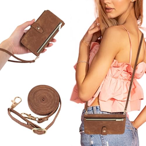 UEEBAI Handykette Hülle für Samsung Galaxy S22 5G, 9 Kartenfäche Retro Leder Geldbörs Flip Case mit Umhängegurt Handschlaufe Standfunktion Wallet Reißverschluss Handyhülle – Braun UEEBAI Handykette Hülle für Samsung Galaxy S22 5G, 9 Kartenfäche Retro Leder Geldbörs Flip Case mit Umhängegurt Handschlaufe Standfunktion Wallet Reißverschluss Handyhülle – Braun von UEEBAI