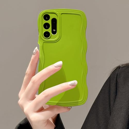UEEBAI Hülle für Samsung Galaxy A13 4G/5G, Niedliche Lockige Wellen Rahmenform Silikon Handyhülle Ultra Dünne Stoßfeste Schutzhülle Slim Fit Weiche TPU Bumper Cover für Frauen Mädchen, Grün UEEBAI Hülle für Samsung Galaxy A13 4G/5G, Niedliche Lockige Wellen Rahmenform Silikon Handyhülle Ultra Dünne Stoßfeste Schutzhülle Slim Fit Weiche TPU Bumper Cover für Frauen Mädchen, Grün von UEEBAI