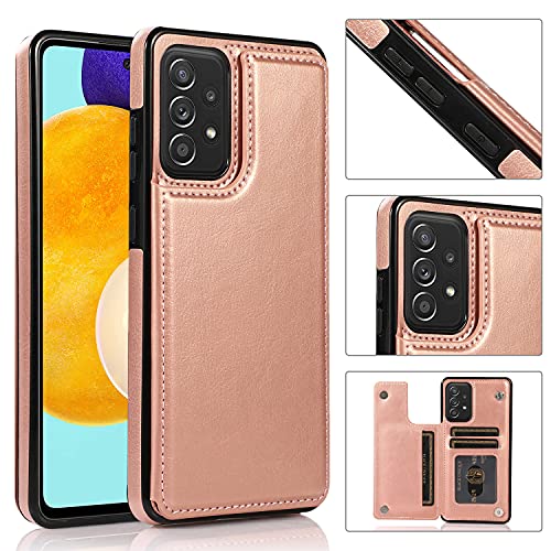 UEEBAI Hülle für Samsung Galaxy A53 5G, PU Ledertasche [Zwei Magnetverschluss] [Kartenslots] Standfunktion Praktische Weiche TPU Schutzhülle Rückseite Brieftasche Flip Cover Handyhülle - Roségold von UEEBAI