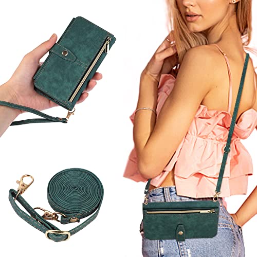UEEBAI Hülle für Samsung Galaxy S23 5G, 9 Kartenfäche Retro Leder Geldbörs Flip Case mit Umhängegurt Handschlaufe Standfunktion Reißverschluss Handyhülle Magnetverschluss Wallet Stoßfest – Grün UEEBAI Hülle für Samsung Galaxy S23 5G, 9 Kartenfäche Retro Leder Geldbörs Flip Case mit Umhängegurt Handschlaufe Standfunktion Reißverschluss Handyhülle Magnetverschluss Wallet Stoßfest – Grün von UEEBAI