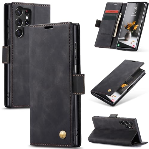 UEEBAI Hülle für Samsung Galaxy S23 Ultra 5G, Retro Matte Klapphüllen PU Lederhülle Weich TPU Schutzhülle mit Kartenschlitz Ständer Magnetverschluss Handyhülle für Samsung S23 Ultra 5G - Schwarz UEEBAI Hülle für Samsung Galaxy S23 Ultra 5G, Retro Matte Klapphüllen PU Lederhülle Weich TPU Schutzhülle mit Kartenschlitz Ständer Magnetverschluss Handyhülle für Samsung S23 Ultra 5G - Schwarz von UEEBAI