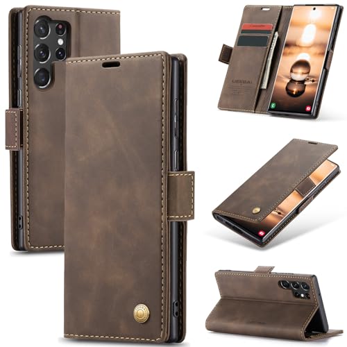UEEBAI Hülle für Samsung Galaxy S23 Ultra 5G, Retro Matte Klapphüllen PU Lederhülle Weich TPU Schutzhülle mit Kartenschlitz Ständer Magnetverschluss Handyhülle für Samsung S23 Ultra 5G - Kaffee UEEBAI Hülle für Samsung Galaxy S23 Ultra 5G, Retro Matte Klapphüllen PU Lederhülle Weich TPU Schutzhülle mit Kartenschlitz Ständer Magnetverschluss Handyhülle für Samsung S23 Ultra 5G - Kaffee von UEEBAI