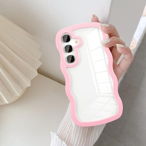 UEEBAI Hülle für Samsung Galaxy S24 FE 5G, Niedliche Wellen Rahmenform Silikon Handyhülle Stoßfeste Tansparent Schutzhülle Rückseite TPU Bumper Cover Case für Mädchen Frauen, Rosa UEEBAI Hülle für Samsung Galaxy S24 FE 5G, Niedliche Wellen Rahmenform Silikon Handyhülle Stoßfeste Tansparent Schutzhülle Rückseite TPU Bumper Cover Case für Mädchen Frauen, Rosa von UEEBAI