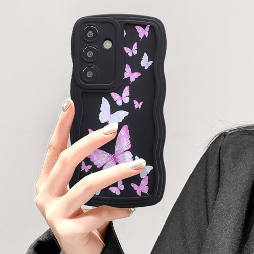UEEBAI Hülle für Samsung Galaxy S25 5G, Niedliche Lockige Wellen Rahmenform Silikon Handyhülle mit Schmetterlingsmuster, Slim Fit Weiche Bumper Cover Case Schutzhülle für Frauen Mädchen, Schwarz UEEBAI Hülle für Samsung Galaxy S25 5G, Niedliche Lockige Wellen Rahmenform Silikon Handyhülle mit Schmetterlingsmuster, Slim Fit Weiche Bumper Cover Case Schutzhülle für Frauen Mädchen, Schwarz von UEEBAI