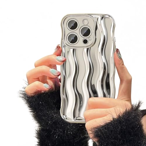 UEEBAI Hülle für iPhone 12 Pro Max 6.7 inch, Wasserwellen-Muster Silikon Handyhülle, Lockige Wellen Rahmenform Soft TPU Case mit Anti-Kratzen Stoßfeste Schutzhülle TPU Bumper Cover - Silber UEEBAI Hülle für iPhone 12 Pro Max 6.7 inch, Wasserwellen-Muster Silikon Handyhülle, Lockige Wellen Rahmenform Soft TPU Case mit Anti-Kratzen Stoßfeste Schutzhülle TPU Bumper Cover - Silber von UEEBAI