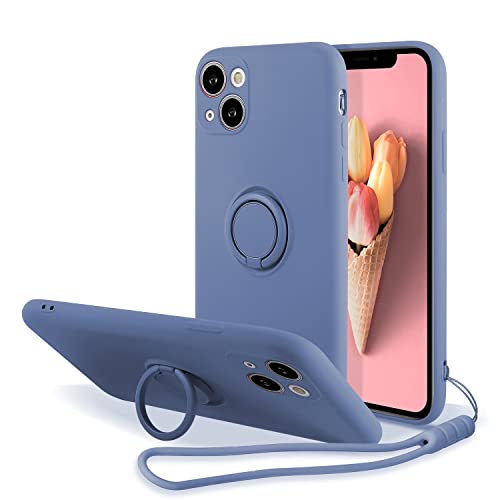 UEEBAI Hülle für iPhone 14 6.1 inch, Ultra Dünn Silikon Handyhülle mit 360 Grad Drehbarer Ringhalter Handschlaufe Magnetische Autohalterung Schutzhülle Kickstand Case Cover - Grau Blau UEEBAI Hülle für iPhone 14 6.1 inch, Ultra Dünn Silikon Handyhülle mit 360 Grad Drehbarer Ringhalter Handschlaufe Magnetische Autohalterung Schutzhülle Kickstand Case Cover - Grau Blau von UEEBAI