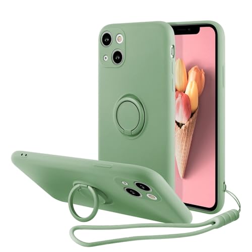 UEEBAI Hülle für iPhone 14 6.1 inch, Ultra Dünn Silikon Handyhülle mit 360 Grad Drehbarer Ringhalter Handschlaufe Magnetische Autohalterung Schutzhülle Kickstand Case Cover - Matcha Grün UEEBAI Hülle für iPhone 14 6.1 inch, Ultra Dünn Silikon Handyhülle mit 360 Grad Drehbarer Ringhalter Handschlaufe Magnetische Autohalterung Schutzhülle Kickstand Case Cover - Matcha Grün von UEEBAI