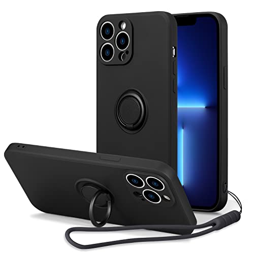 UEEBAI Hülle für iPhone 14 Pro 6.1 inch, Ultra Dünn Silikon Handyhülle mit 360 Grad Drehbarer Ringhalter Handschlaufe Magnetische Autohalterung Schutzhülle Kickstand Case Cover - Schwarz UEEBAI Hülle für iPhone 14 Pro 6.1 inch, Ultra Dünn Silikon Handyhülle mit 360 Grad Drehbarer Ringhalter Handschlaufe Magnetische Autohalterung Schutzhülle Kickstand Case Cover - Schwarz von UEEBAI