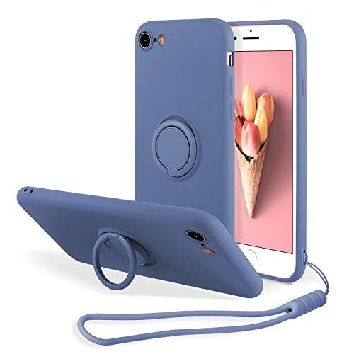 UEEBAI Hülle für iPhone SE 2022 5G/iPhone 7/iPhone 8/iPhone SE 2020, Silikon Handyhülle mit Ringhalter Handschlaufe Magnetische Autohalterung Schutzhülle Kickstand Case für iPhone SE2/SE3 - Grau Blau UEEBAI Hülle für iPhone SE 2022 5G/iPhone 7/iPhone 8/iPhone SE 2020, Silikon Handyhülle mit Ringhalter Handschlaufe Magnetische Autohalterung Schutzhülle Kickstand Case für iPhone SE2/SE3 - Grau Blau von UEEBAI