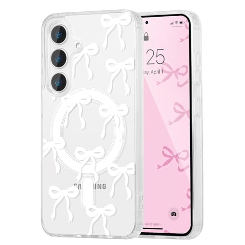 UEEBAI Magnetisch Hülle für Samsung Galaxy A36 5G, Niedliche Silikon Tansparent Handyhülle mit Schleife Kabelloses Laden, Weiche Bumper Cover Case Schutzhülle für Frauen Mädchen Hülle, Weiß UEEBAI Magnetisch Hülle für Samsung Galaxy A36 5G, Niedliche Silikon Tansparent Handyhülle mit Schleife Kabelloses Laden, Weiche Bumper Cover Case Schutzhülle für Frauen Mädchen Hülle, Weiß von UEEBAI