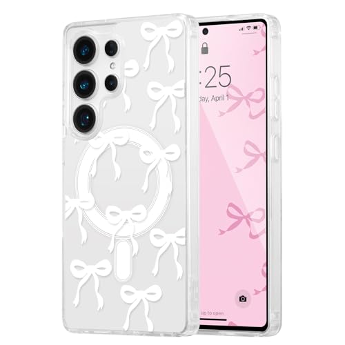 UEEBAI Magnetisch Hülle für Samsung Galaxy S23 Ultra 5G, Niedliche Silikon Tansparent Handyhülle mit Schleife Kabelloses Laden, Weiche Bumper Cover Case Schutzhülle für Frauen Mädchen, Weiß UEEBAI Magnetisch Hülle für Samsung Galaxy S23 Ultra 5G, Niedliche Silikon Tansparent Handyhülle mit Schleife Kabelloses Laden, Weiche Bumper Cover Case Schutzhülle für Frauen Mädchen, Weiß von UEEBAI