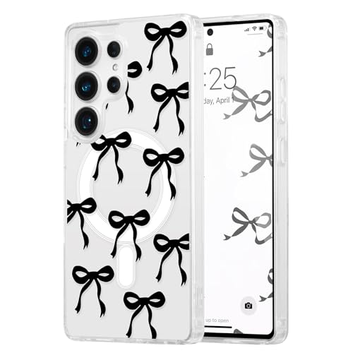UEEBAI Magnetisch Hülle für Samsung Galaxy S24 Ultra 5G, Niedliche Silikon Tansparent Handyhülle mit Schleife Kabelloses Laden, Weiche Bumper Cover Case Schutzhülle für Frauen Mädchen, Schwarz UEEBAI Magnetisch Hülle für Samsung Galaxy S24 Ultra 5G, Niedliche Silikon Tansparent Handyhülle mit Schleife Kabelloses Laden, Weiche Bumper Cover Case Schutzhülle für Frauen Mädchen, Schwarz von UEEBAI