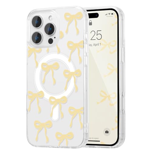UEEBAI Magnetisch Hülle für iPhone 12 Pro Max, Niedliche Silikon Tansparent Handyhülle mit Schleife Schutzhülle mit Kabelloses Laden, Weiche Bumper Cover Case für Frauen Mädchen, Gelb UEEBAI Magnetisch Hülle für iPhone 12 Pro Max, Niedliche Silikon Tansparent Handyhülle mit Schleife Schutzhülle mit Kabelloses Laden, Weiche Bumper Cover Case für Frauen Mädchen, Gelb von UEEBAI