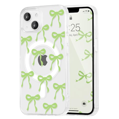 UEEBAI Magnetisch Hülle für iPhone 13/iPhone 14, Niedliche Silikon Tansparent Handyhülle mit Schleife Schutzhülle mit Kabelloses Laden, Weiche Bumper Cover Case für Frauen Mädchen, Grün UEEBAI Magnetisch Hülle für iPhone 13/iPhone 14, Niedliche Silikon Tansparent Handyhülle mit Schleife Schutzhülle mit Kabelloses Laden, Weiche Bumper Cover Case für Frauen Mädchen, Grün von UEEBAI