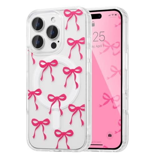 UEEBAI Magnetisch Hülle für iPhone 13 Pro, Niedliche Silikon Tansparent Handyhülle mit Schleife Schutzhülle mit Kabelloses Laden, Weiche Bumper Cover Case für Frauen Mädchen, Rosarot UEEBAI Magnetisch Hülle für iPhone 13 Pro, Niedliche Silikon Tansparent Handyhülle mit Schleife Schutzhülle mit Kabelloses Laden, Weiche Bumper Cover Case für Frauen Mädchen, Rosarot von UEEBAI