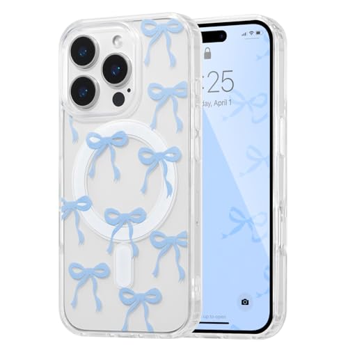 UEEBAI Magnetisch Hülle für iPhone 14 Pro Max, Niedliche Silikon Tansparent Handyhülle mit Schleife Schutzhülle mit Kabelloses Laden, Weiche Bumper Cover Case für Frauen Mädchen, Blau UEEBAI Magnetisch Hülle für iPhone 14 Pro Max, Niedliche Silikon Tansparent Handyhülle mit Schleife Schutzhülle mit Kabelloses Laden, Weiche Bumper Cover Case für Frauen Mädchen, Blau von UEEBAI