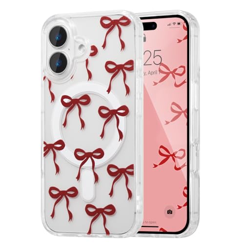 UEEBAI Magnetisch Hülle für iPhone 16 Plus, Niedliche Silikon Tansparent Handyhülle mit Schleife Schutzhülle mit Kabelloses Laden, Weiche Bumper Cover Case für Frauen Mädchen, Weiß UEEBAI Magnetisch Hülle für iPhone 16 Plus, Niedliche Silikon Tansparent Handyhülle mit Schleife Schutzhülle mit Kabelloses Laden, Weiche Bumper Cover Case für Frauen Mädchen, Weiß von UEEBAI