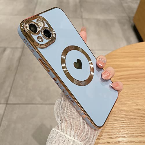 UEEBAI Magnetisch für iPhone XR Hülle, Kompatibel mit MagSafing Kabelloses Laden [Integrierter Kameraschutz] Kratzfest Dünn Silikon Handyhüllen, Stoßfest Rückseite Schutzhülle - Blau von UEEBAI