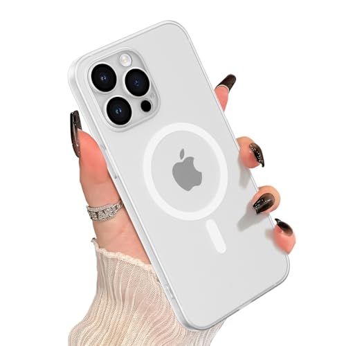 UEEBAI Magnetische Hülle für iPhone 15 Pro Max 6.7 inch, Matt Transluzente Handyhülle mit Mag-Safe Kabelloses Laden, Dünne Militärschutz Schutzhülle Anti-Vergilbung Kameraschutz Hülle - Weiß von UEEBAI