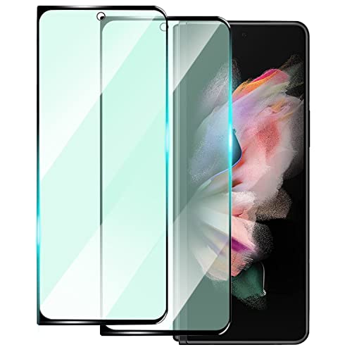 UEEBAI Schutzfolie für Samsung Galaxy Z Fold 3, [2 Stück] [Vollständige Abdeckung] Premium 9H Härte Anti-Fingerabdruck Hartglas Ultra Dünn Kantenschutz [Augenschutz] Blasenfrei Anti-Kratzen - Schwarz von UEEBAI