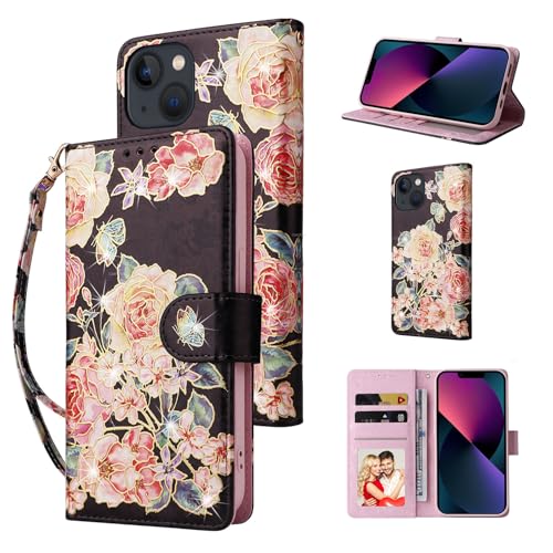 UEEBAI Schutzhülle für iPhone 14 Plus/15 Plus, PU-Leder, mit Ständer, RFID-blockierend, Klappetui, Kartenfächer, Handschlaufe, Entlastung, Graviertes Muster, Magnetverschluss, Blume, Folio-Hülle UEEBAI Schutzhülle für iPhone 14 Plus/15 Plus, PU-Leder, mit Ständer, RFID-blockierend, Klappetui, Kartenfächer, Handschlaufe, Entlastung, Graviertes Muster, Magnetverschluss, Blume, Folio-Hülle von UEEBAI