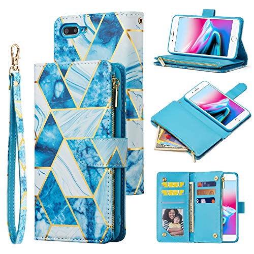 UEEBAI Schutzhülle für iPhone 7 Plus, iPhone 8 Plus, Premium-PU-Leder, Magnetverschluss, geometrisches Marmor-Muster, Handtasche, Reißverschluss, Tasche, Ständer, Kartenfächer, stoßfest, Flip Cover – UEEBAI Schutzhülle für iPhone 7 Plus, iPhone 8 Plus, Premium-PU-Leder, Magnetverschluss, geometrisches Marmor-Muster, Handtasche, Reißverschluss, Tasche, Ständer, Kartenfächer, stoßfest, Flip Cover – von UEEBAI