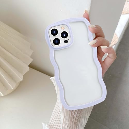 UEEBAI für iPhone 13 Pro Hülle, Wellen Rahmenform Silikon Stoßfeste Schutzhülle Anti-Kratzt Tansparent Rückseite TPU Bumper Cover für Mädchen Frauen Handyhülle für iPhone 13 Pro - Lila von UEEBAI