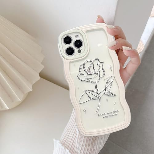 UEEBAI Hülle für iPhone 14 Pro Max 6.7 inch, Wellen Rahmenform Silikon Schutzhülle Stoßfeste Rückseite TPU Bumper Cover für Mädchen Frauen Handyhülle für iPhone 14 Pro Max 6.7 inch - Weiße Rosen UEEBAI Hülle für iPhone 14 Pro Max 6.7 inch, Wellen Rahmenform Silikon Schutzhülle Stoßfeste Rückseite TPU Bumper Cover für Mädchen Frauen Handyhülle für iPhone 14 Pro Max 6.7 inch - Weiße Rosen von UEEBAI