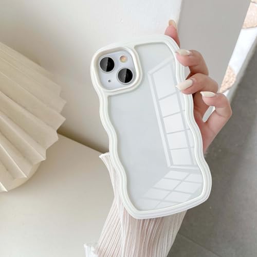 UEEBAI Hülle für iPhone 15, Wellen Rahmenform Silikon Stoßfeste Schutzhülle Anti-Kratzt Tansparent Rückseite TPU Bumper Cover für Mädchen Frauen Handyhülle für iPhone 15 - Weiß UEEBAI Hülle für iPhone 15, Wellen Rahmenform Silikon Stoßfeste Schutzhülle Anti-Kratzt Tansparent Rückseite TPU Bumper Cover für Mädchen Frauen Handyhülle für iPhone 15 - Weiß von UEEBAI