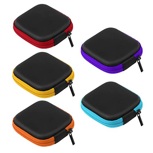 UEETEK 5 Stück, Mini-Aufbewahrungsbox für Kopfhörer, EVA-Kopfhörer, Reisekoffer, Kopfhörer, mit USB-Kabel, Tasche von UEETEK
